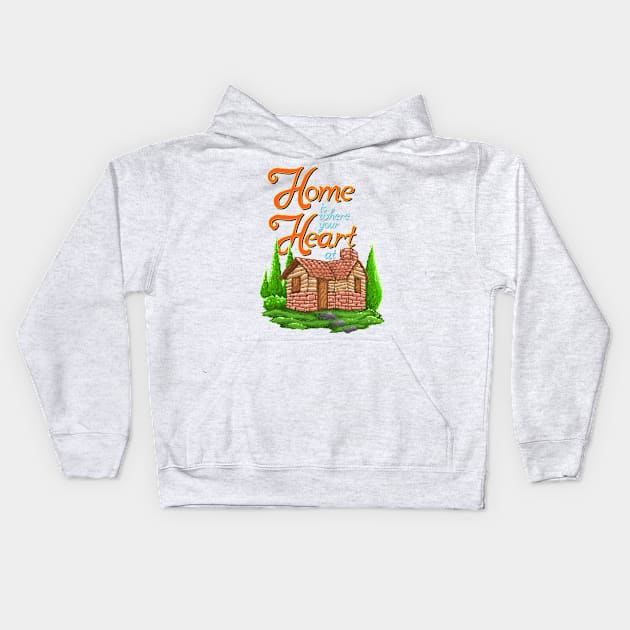 home is where your heart art pixel Kids Hoodie by Mako Design 